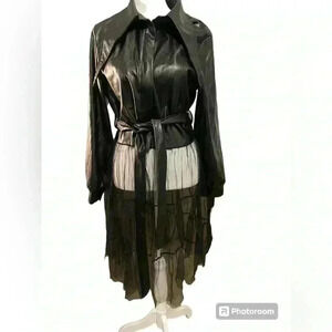 Faux leather Tulle Top Jacket with zipper front bottom with attached tulle Med